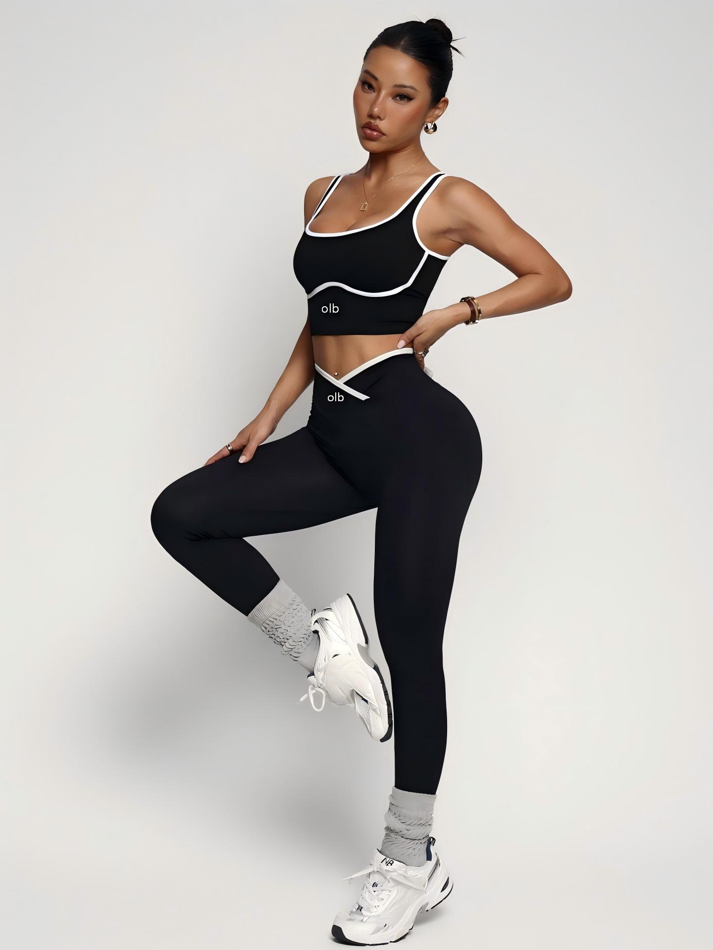 Pilates Yoga Jacket - ชุดออกกำลังกาย 2 ชิ้น ประกอบด้วยเสื้อชั้นในกีฬาและกางเกงเอวสูง ยกสะโพก ดีไซน์หรูหราและสวมใส่สบายสำหรับผู้หญิง